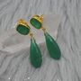 Green Onyx Gold Plated Sterling Silver Drop Earrings, thumbnail 4 of 9