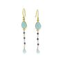 18ct Gold Plated Topaz And Tanzanite Bead Drop Earrings, thumbnail 2 of 6