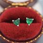 Sterling Silver Tiny Emerald Green Cz Heart Stud Earrings, thumbnail 1 of 12