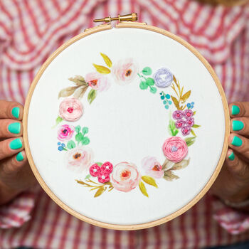 Pastel Wreath Embroidery Hoop Kit, 4 of 7