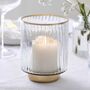 Glass Votive Candle Holder With Gold Rim 10cm, thumbnail 2 of 3