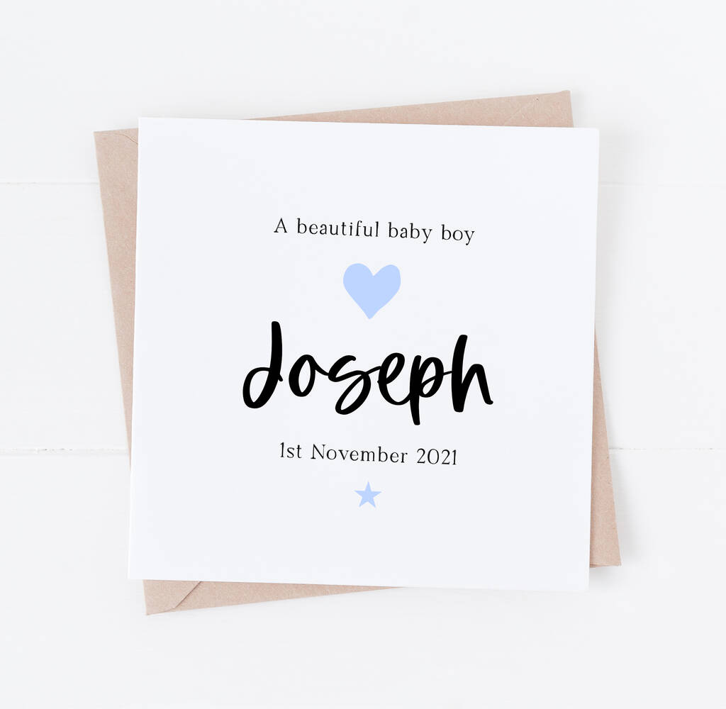 Personalised New Baby Boy Arrival Card, 1 of 3