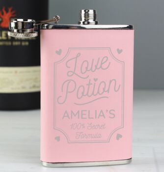 Personalised Love Potion Pink Hip Flask, 3 of 4