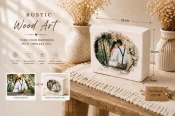 Personalised Wooden Photo Block In Whitewash Style, 2 of 7