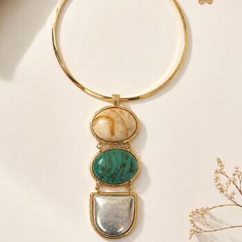 Layered Coloured Faux Stone Pendant Collar Necklace, 2 of 3