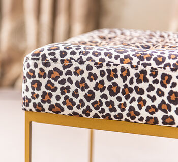 Leopard Print Velvet Bench, 2 of 4