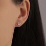 Tiny Open Heart Internally Threaded Flat Back Earrings In Sterling Silver, thumbnail 3 of 11