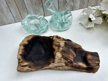 Molten Glass Mini Vase And Tealight Set On Teak Root Base, 11 of 12