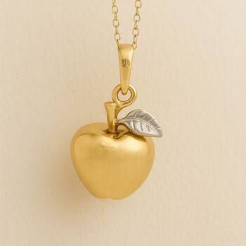 Yellow Gold Plated Apple For The Teacher Necklace, 2 of 7