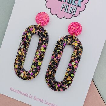 Large Oval Statement Glitter Resin Earrings, 6 of 8
