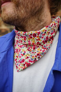 Mens Mixed Ditzy Floral Cotton Neckerchief, 3 of 12