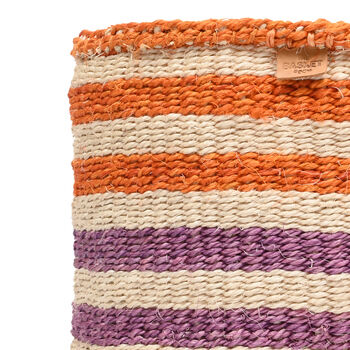 Safiri: Orange And Pink Stripe Woven Storage Basket, 7 of 9