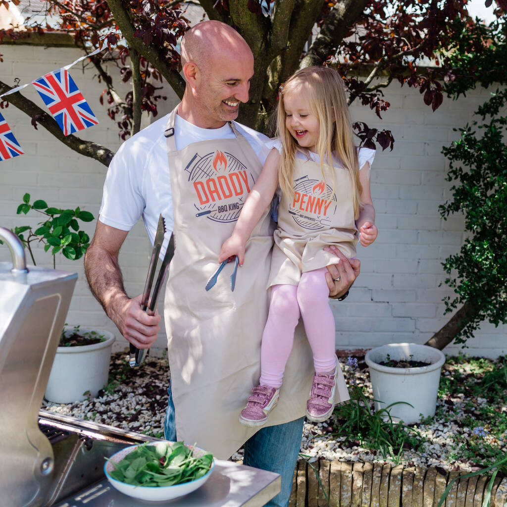 Personalised Daddy And Me Matching BBQ Family Apron Set, 1 of 12
