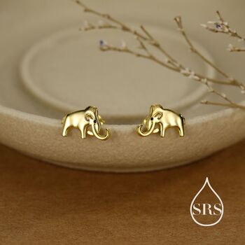 Mammoth Elephant Stud Earrings In Sterling Silver, 2 of 12