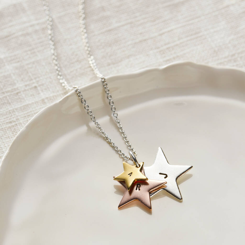 Personalised Mixed Gold Family Star Necklace By Posh Totty Designs