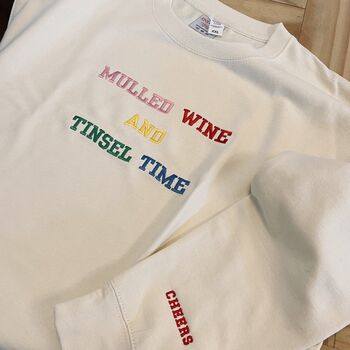 Mulled Wine And Tinsel Time Christmas Jumper Sweatshirt, 6 of 6