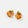 Enamel Pumpkin Stud Earrings, thumbnail 1 of 5