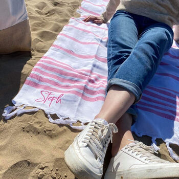 Personalised Embroidered Stripe Beach Towel, 2 of 4