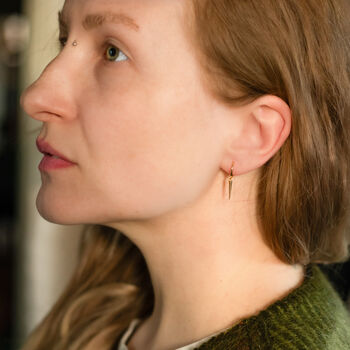 Modern Gold Hoop Earrings With Spike Charm, 4 of 7