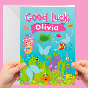 Personalised Good Luck Mermaid Card, 3 of 5