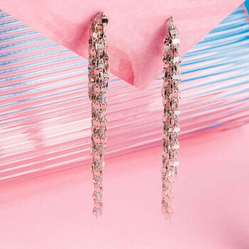 Disco Drop Chain Earrings In Silver Of Gold Plate, 2 of 6
