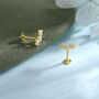 Internally Threaded Cz Flower Flat Back Earrings In Sterling Silver, thumbnail 5 of 12