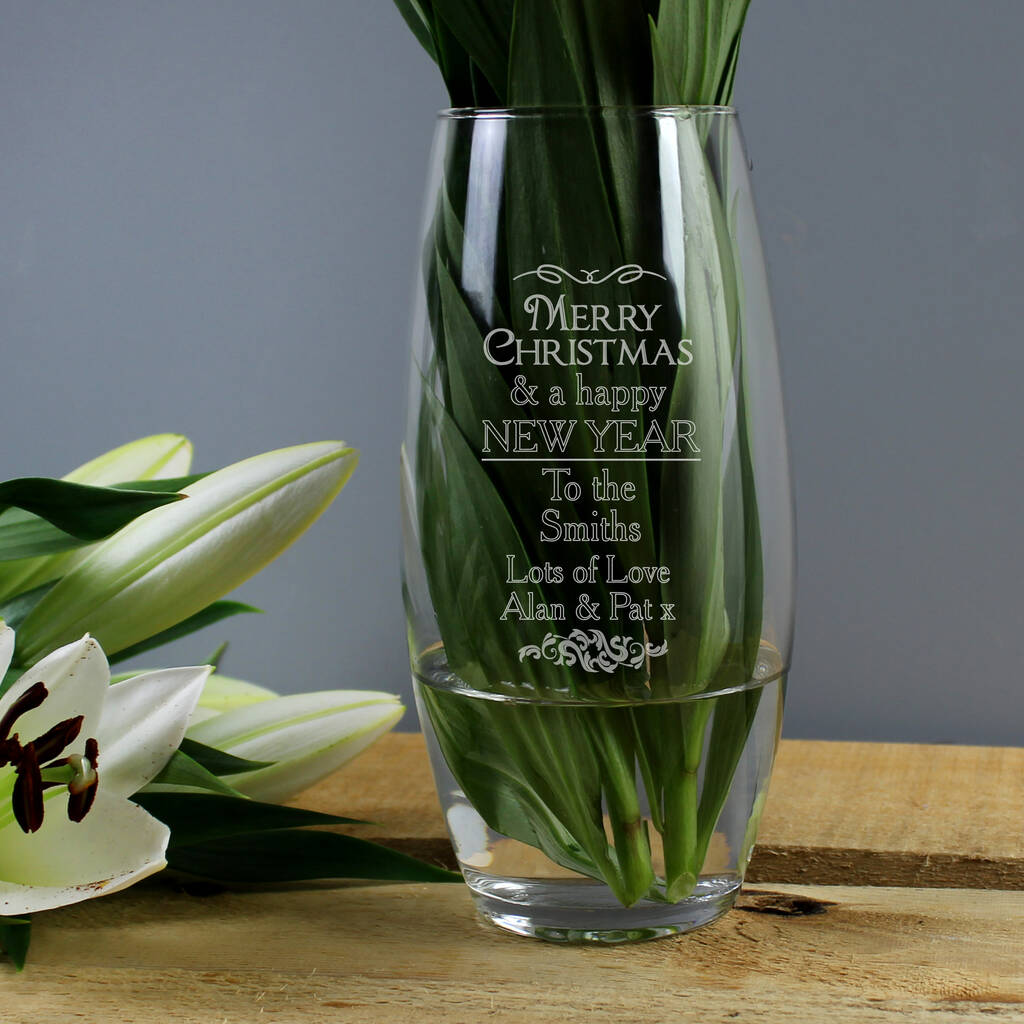 Personalised Christmas Vase By Uniqueful