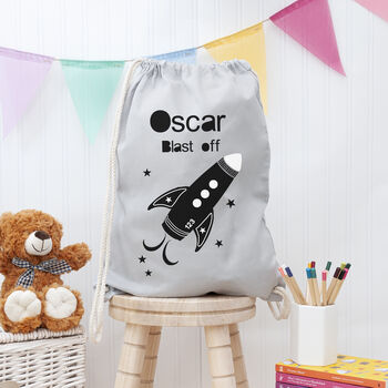 Personalised Children's Space Rocket Pe Kit Bag, 5 of 12