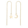 18ct Gold Plated Moon And Star Threader Earrings, thumbnail 2 of 6