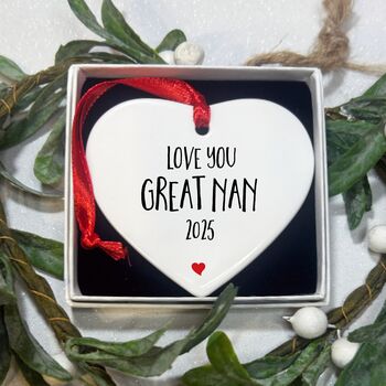 Love You Great Grandma Heart Hanging Christmas Ornament, 7 of 7