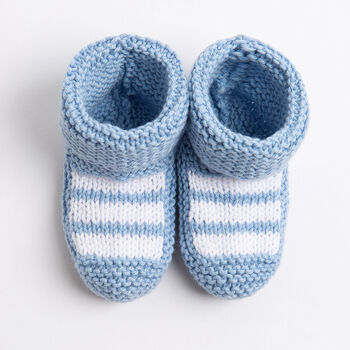 Baby Cotton Striped Booties Easy Knitting Kit, 3 of 10