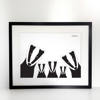 Badger Family Selfie, Personalised Print, 5 of 5