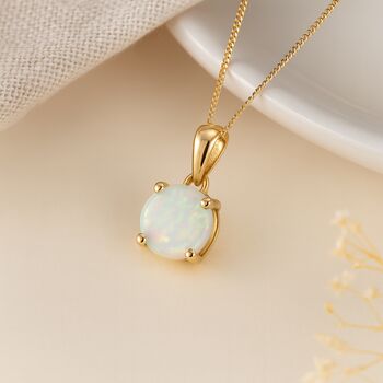 Personalised 9ct Gold Opal Necklace October Birthstone, 3 of 10