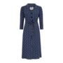 Milly Dress In Navy Polka Vintage 1940s Style, thumbnail 1 of 2