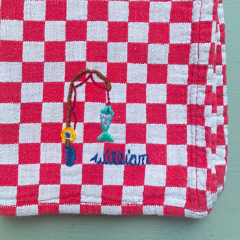 Personalised Hand Embroidered Name Linen Napkin, 2 of 7