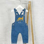 Leopard Personalised Baby/Kids Denim Dungarees, thumbnail 2 of 3