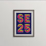 Se25 South Norwood Postcode Neon Typography Print, thumbnail 2 of 4