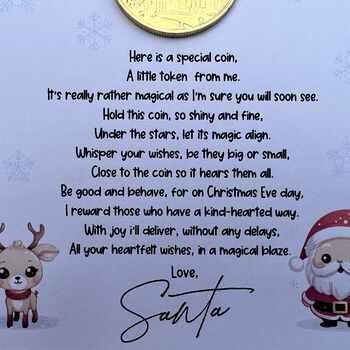 Christmas Wish Coin, Gold Plated Commemorative Coin, 4 of 8