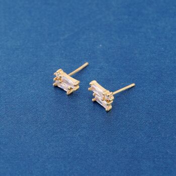 Cz Stone Stud Earrings, Gold Minimalistic Studs, Dainty Earrings, Sparkly Earrings, 6 of 7