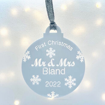 Mr And Mrs Personalised First Christmas Bauble, 9 of 10