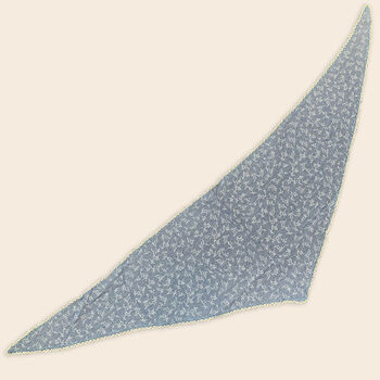 Dainty Blue And White Flower Print Triangle Scarf, 4 of 4