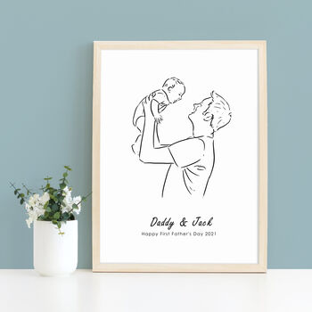 Personalised Daddy And Child Line Drawing Print, 2 of 3