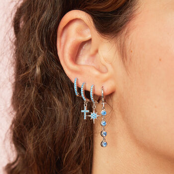 Camilla Turquoise Silver Cross Huggie Earrings, 2 of 2