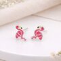 Sterling Silver Pink Flamingo Stud Earrings – 10mm X 7mm, thumbnail 4 of 6