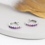 Sterling Silver Amethyst Purple Ombre Cz Huggie Hoops, thumbnail 3 of 12
