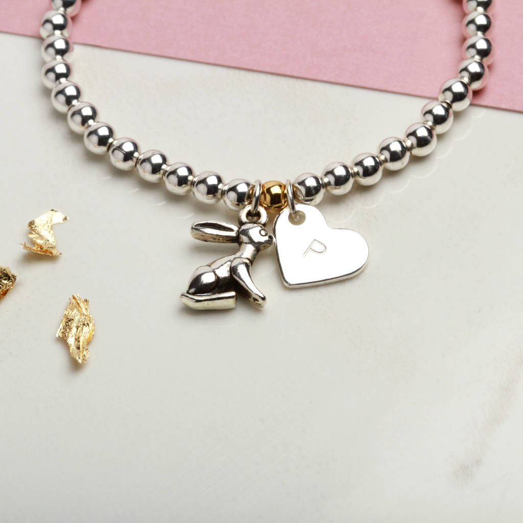 Personalised Bunny Rabbit Charm Bracelet Gift For Girls, 1 of 5
