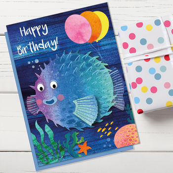 Cute Puffer Fish Birthday Card, 2 of 2