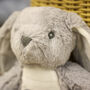 Personalised Grey Bunny Soft Toy For Baby, thumbnail 7 of 10