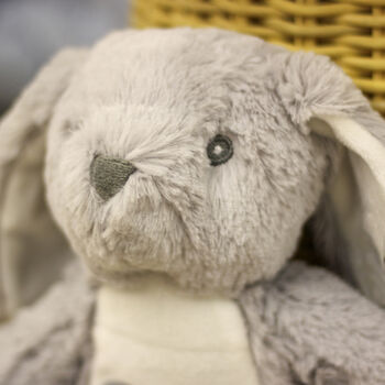 Personalised Grey Bunny Soft Toy For Baby, 7 of 10