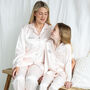 Personalised Mum And Daughter Pink Silky Pyjama Set, thumbnail 3 of 8